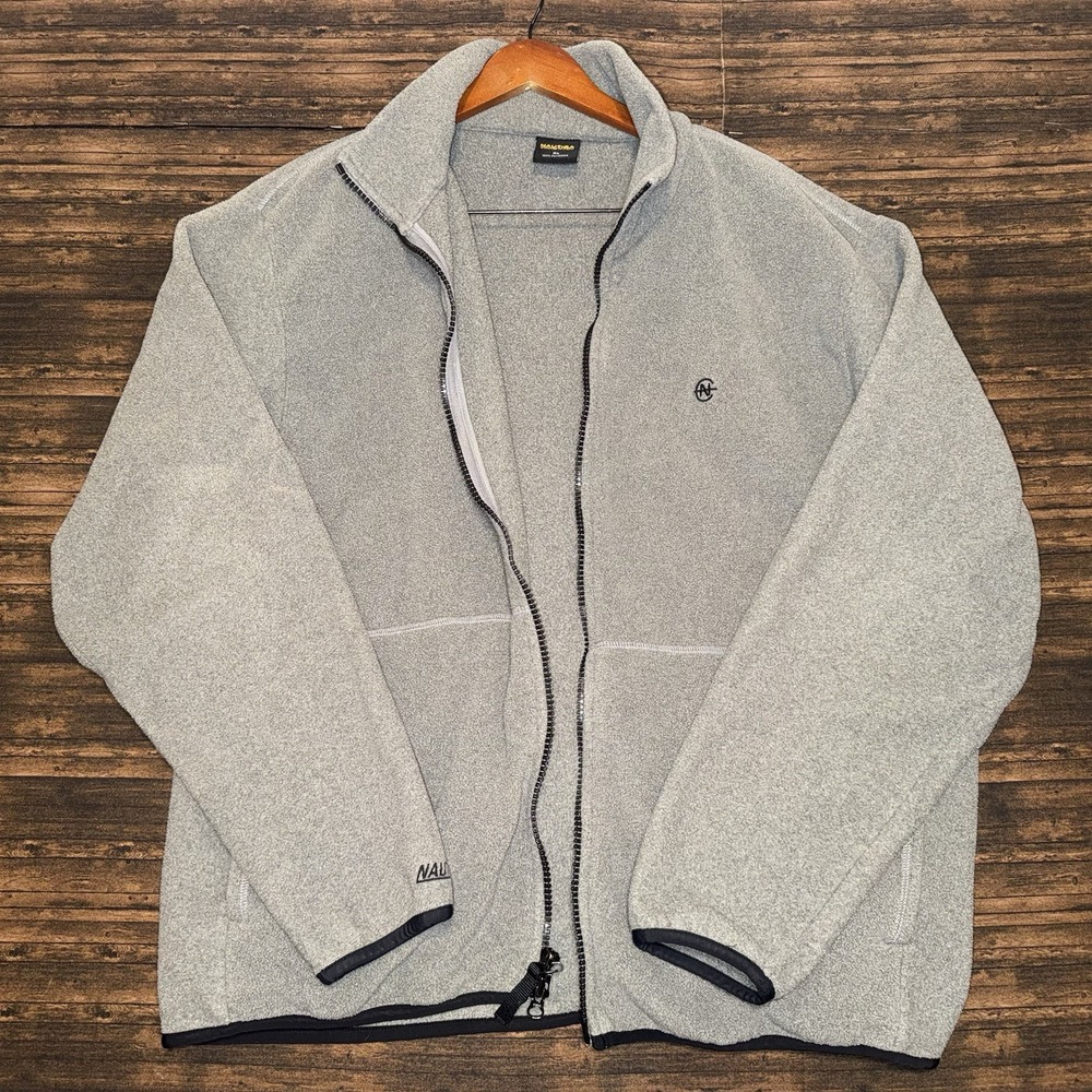 Nautica Competition Men's XL Grey Fleece Jacket 100% Polyester Vintage 90s